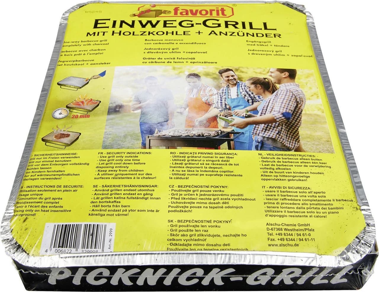 Favorit Einweg- und Picknick-Grill mit Holzkohle & Anzünder
