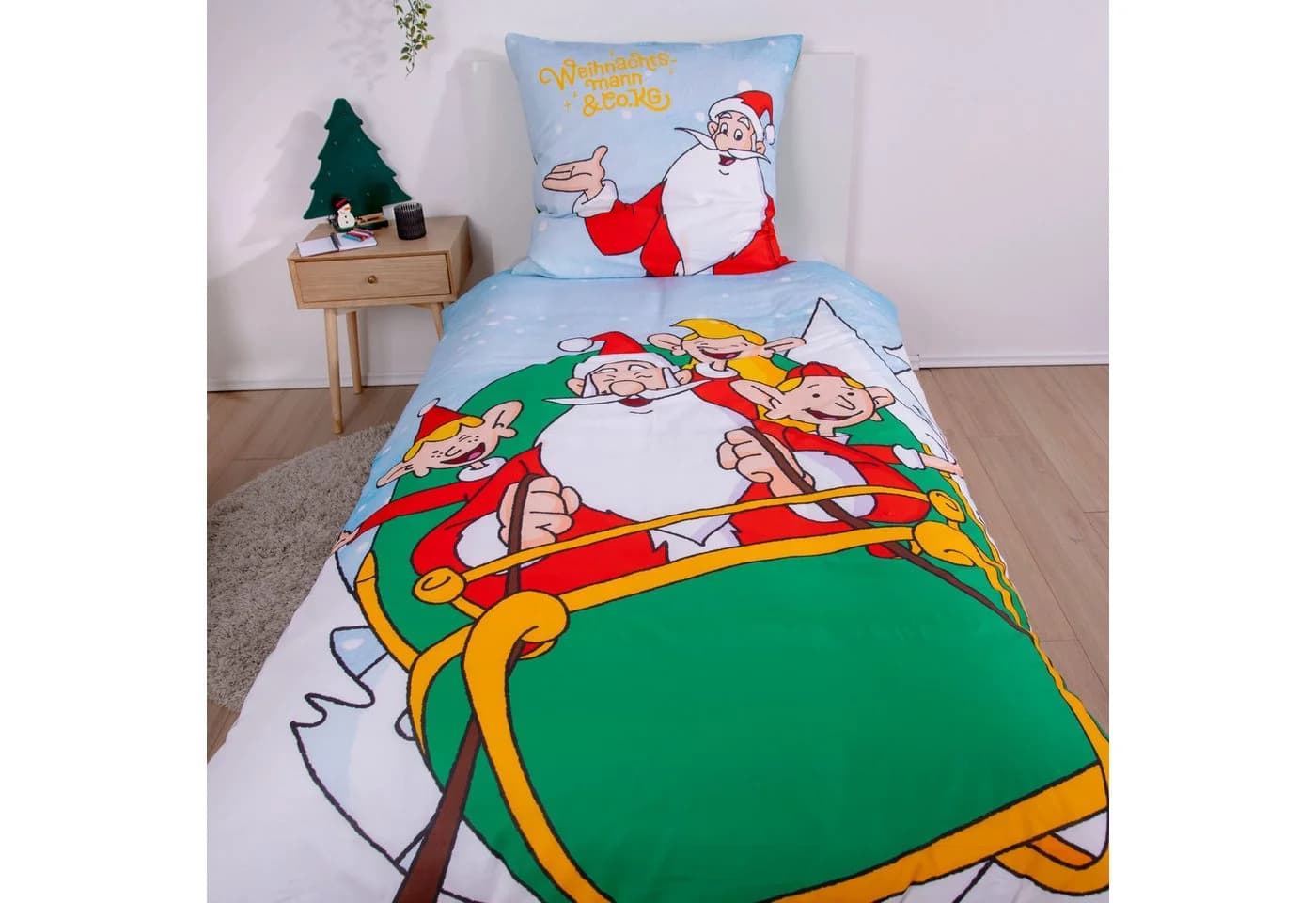 Wendebettwäsche Weihnachtsmann & Co. KG Flanell 2-teilig Bunt