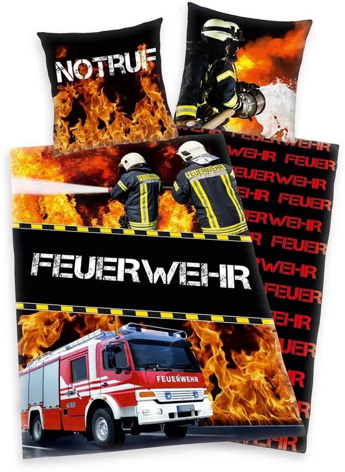 Herding's Young Collection Kinderbettwäsche Feuerwehrmann Sam Rot Schwarz - Bild 2