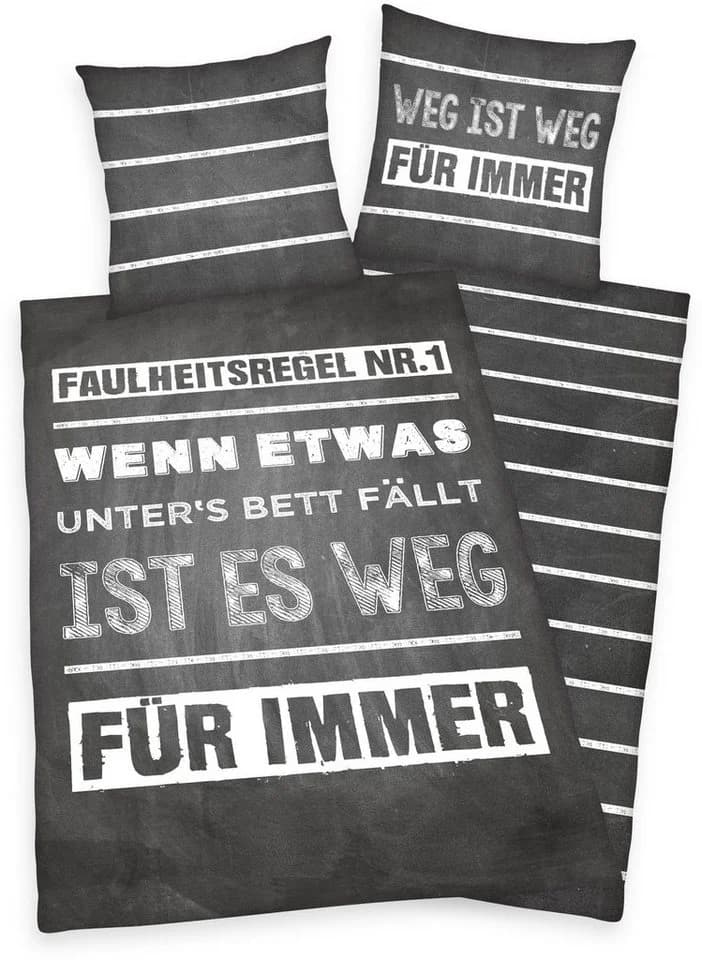 Herding's Young Collection Jugendbettwäsche Faulheit Grau Wendebettwäsche