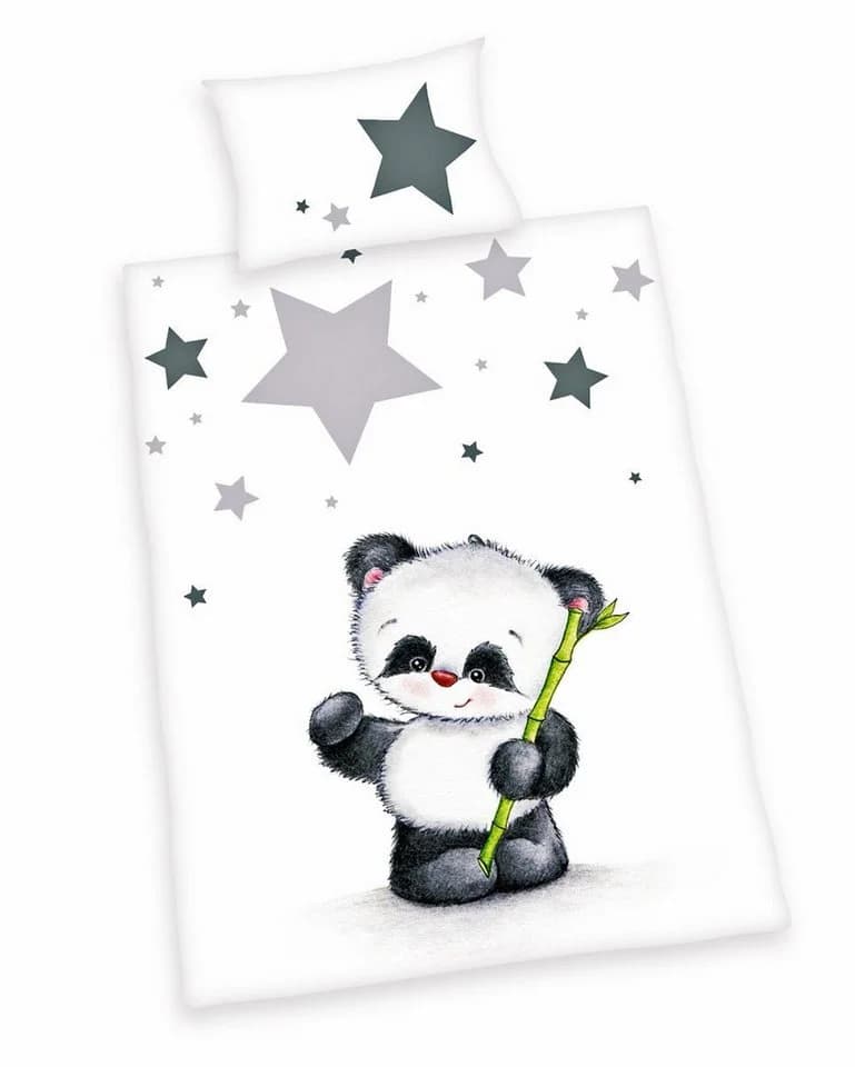 Herding Babybettwäsche 100x135cm Pandabär Sterne Wendebettwäsche - Bild 2