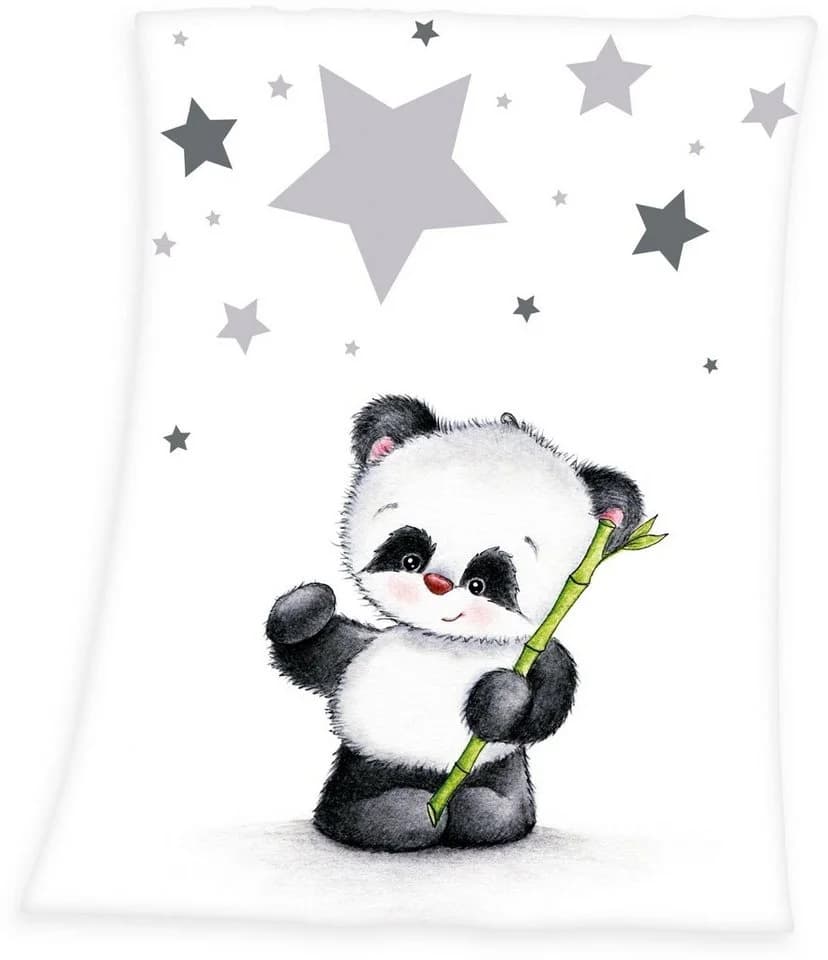 Babydecke Panda Microfaserflausch-Decke 75/100 cm Kuscheldecke Herding