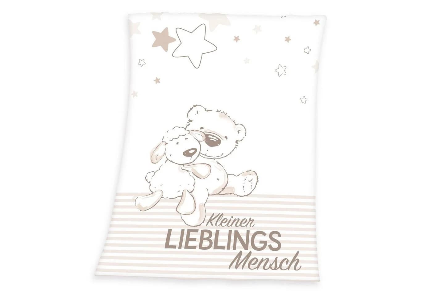 Herding Babydecke Kleiner Lieblingsmensch mit Teddy und Schaf Kuscheldecke Weiss