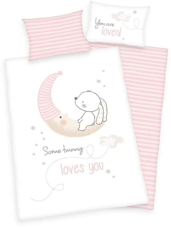 Baby Best Babybettwäsche Little Bunny Rosa/Weiss Wende-Optik