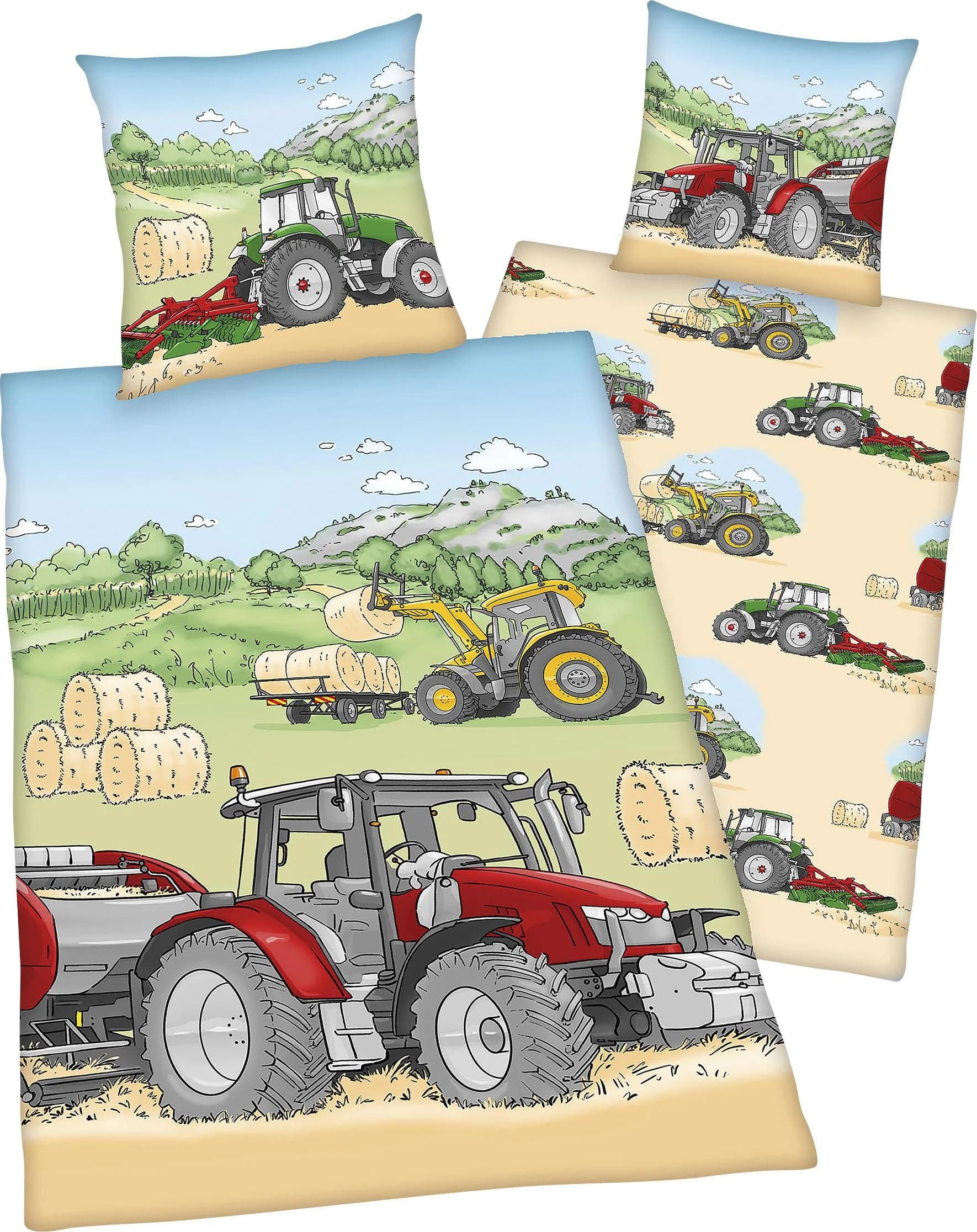 Herding Young Collection Kinderbettwäsche Traktor Bunt Flanell - Bild 2