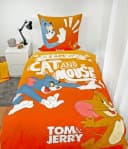 Herding Kinderbettwäsche Tom & Jerry Wendebettwäsche Orange Grau Bild 1