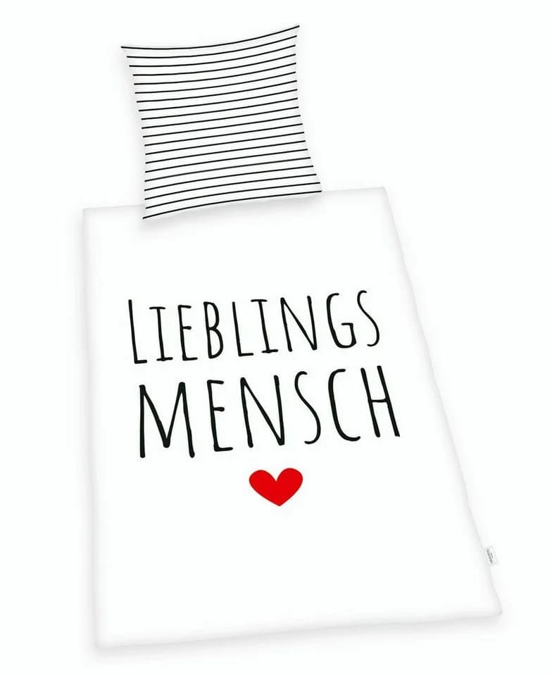 Herding Wendebettwäsche 135x200cm Schwarz-Weiß Rot Herz - Bild 2