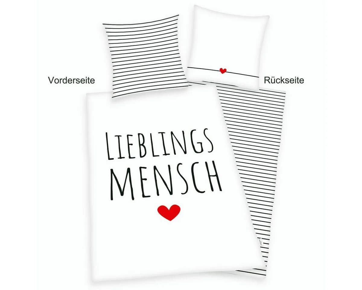 Herding Wendebettwäsche 135x200cm Schwarz-Weiß Rot Herz - Bild 3