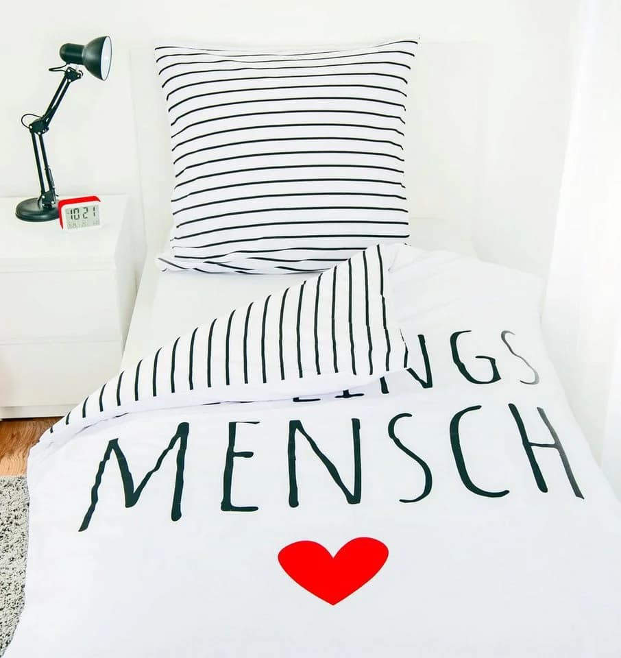 Herding Wendebettwäsche 135x200cm Schwarz-Weiß Rot Herz - Bild 5