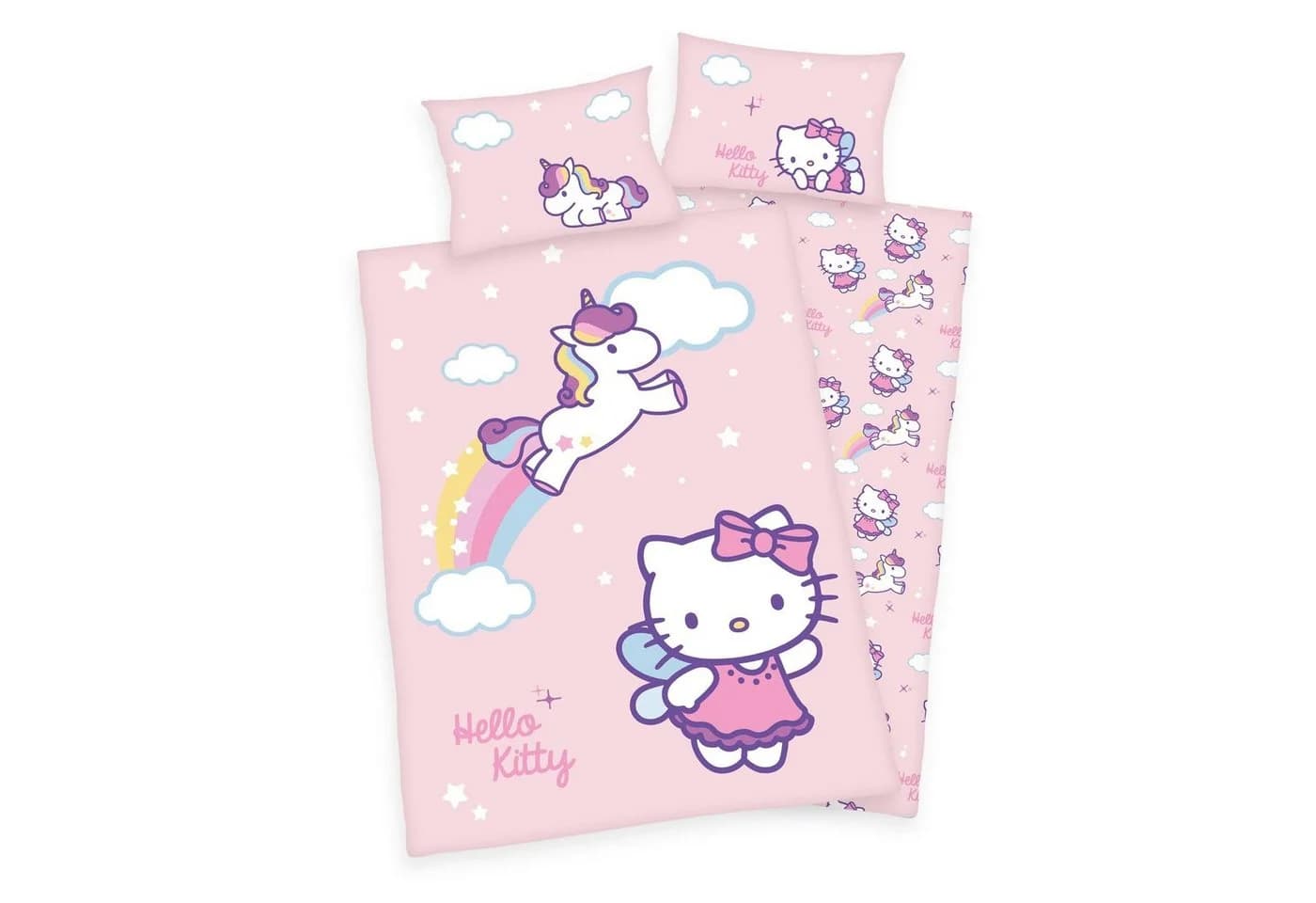 Herding Babybettwäsche Hello Kitty Einhorn Rosa Wendebettwäsche - Bild 2