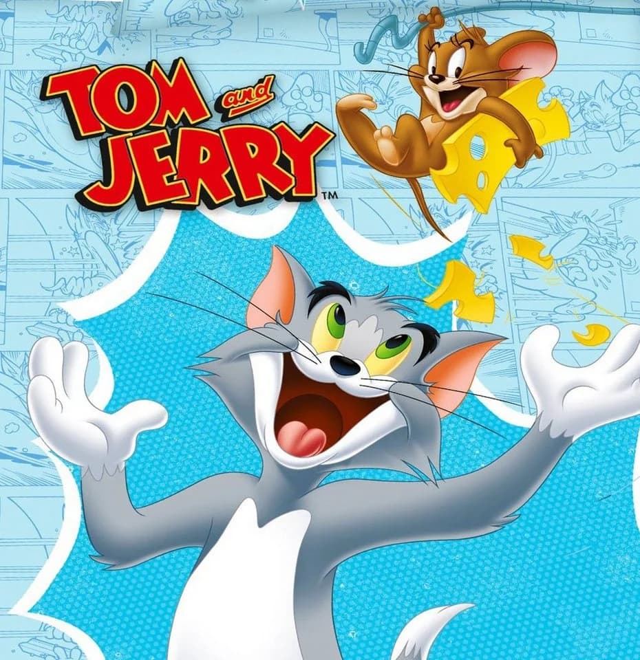 Herding Kinderbettwäsche Tom & Jerry 135x200cm Renforcé Blau