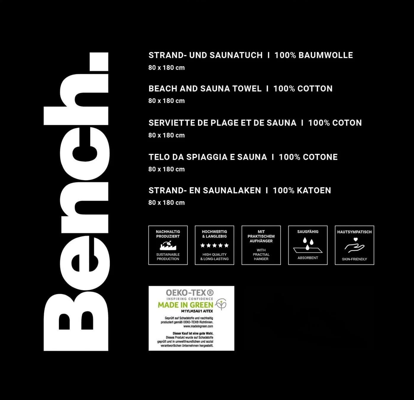 Bench Strandtuch Velours Grau mit "Bench" Schriftzug - Bild 5
