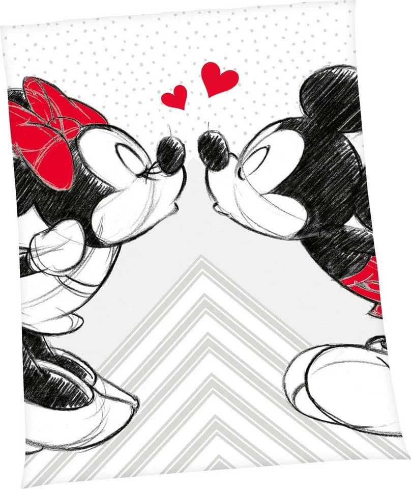 Disney Wohndecke Mickey & Minnie Mouse Grau Microfaser