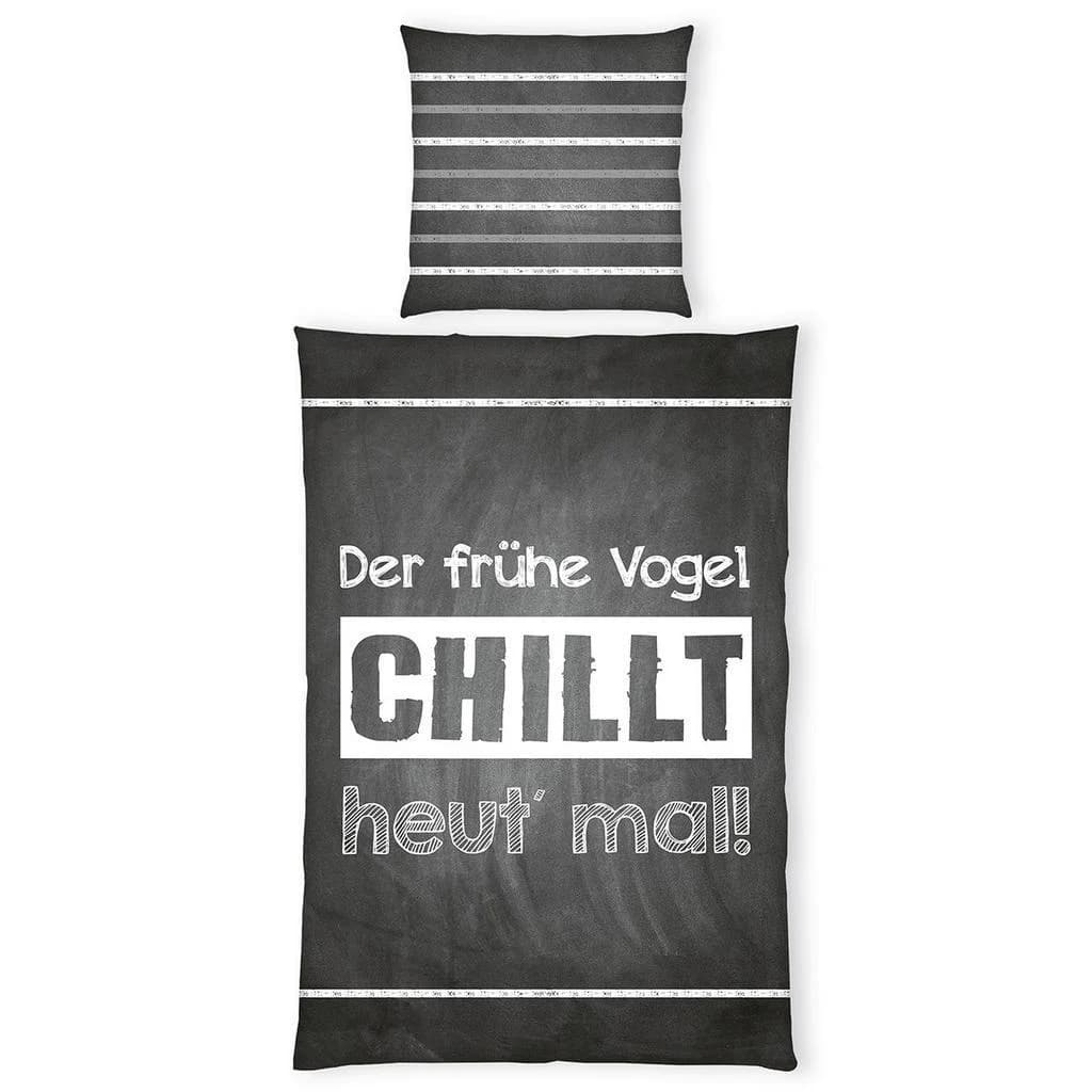 Herding Jugendbettwäsche Sprüche Grau Schwarz Weiß Renforcé - Bild 3