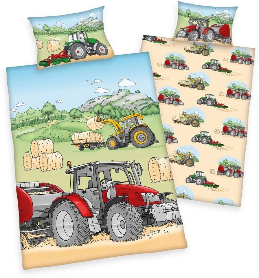 Babybettwäsche BABY BEST Traktor Bunt Renforcé 100% Baumwolle