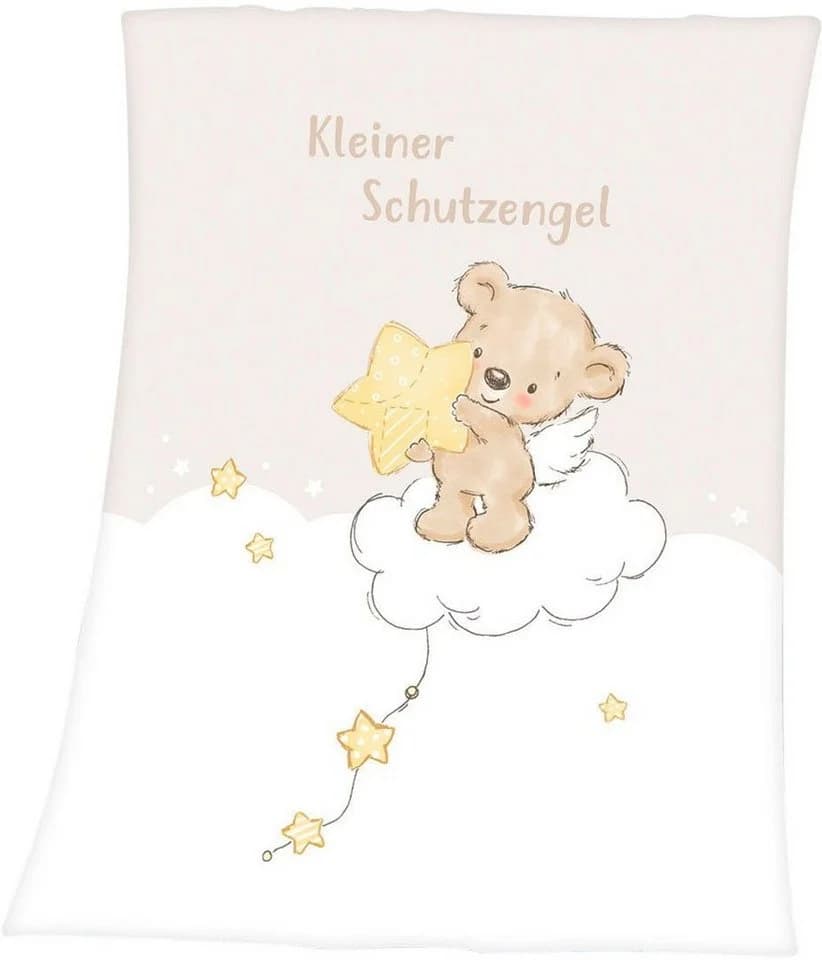 Babydecke Kleiner Schutzengel Microfaserflausch-Decke 75/100 cm Kuscheldecke Herding