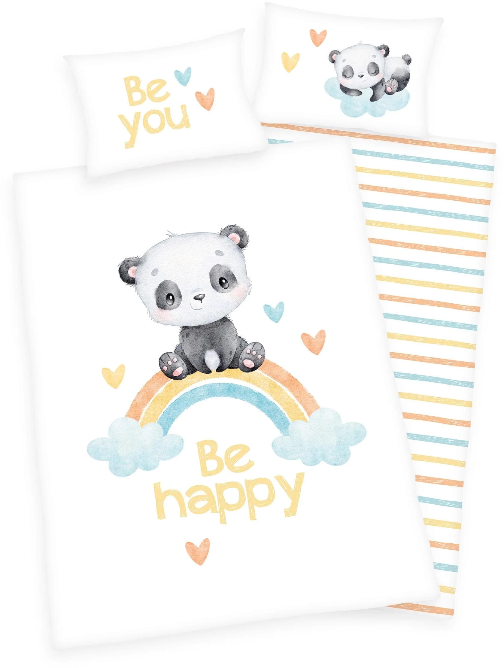 Baby Best Babybettwäsche Regenbogen Panda Flanell 2-teilig