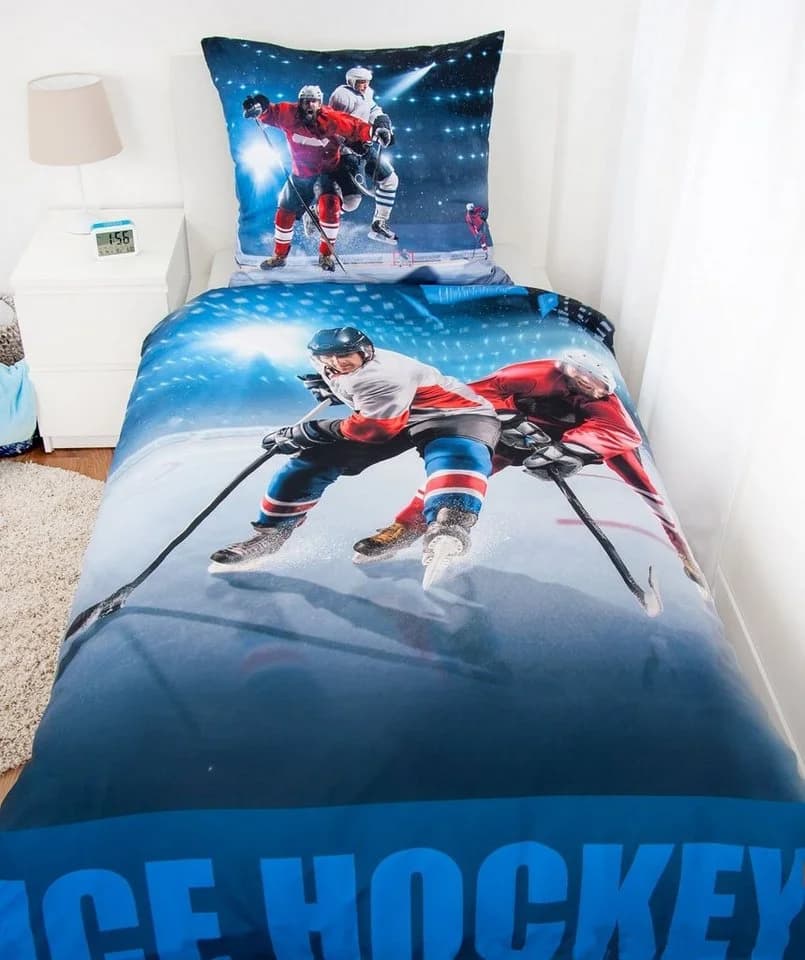 Herding Kinderbettwäsche Eishockey Set 2tlg. 135x200 cm Microfaser