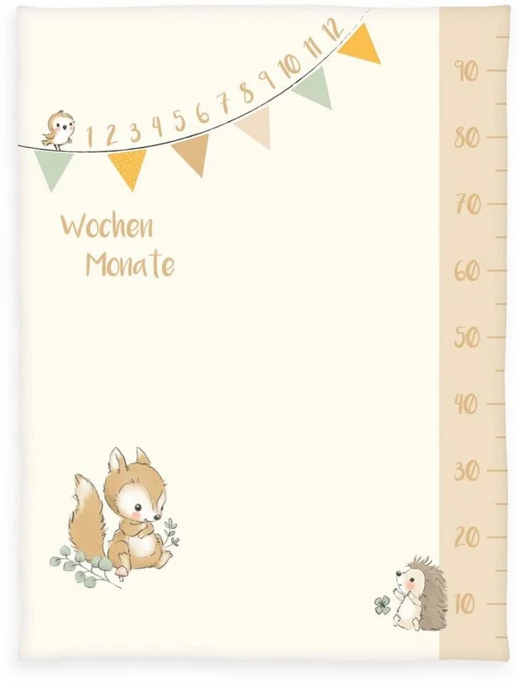 Herding Waldfreunde Meilenstein Soft-Peachdecke 75/100 cm Kuscheldecke Rosa