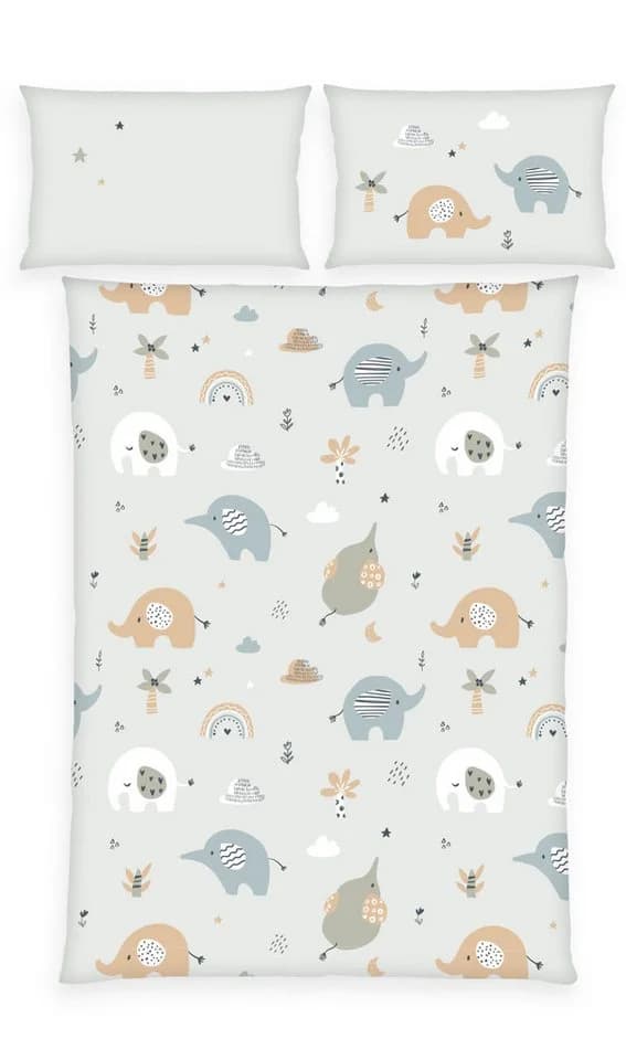 BabyBest Babybettwäsche Elefant Flanell 100% Baumwolle Bunt