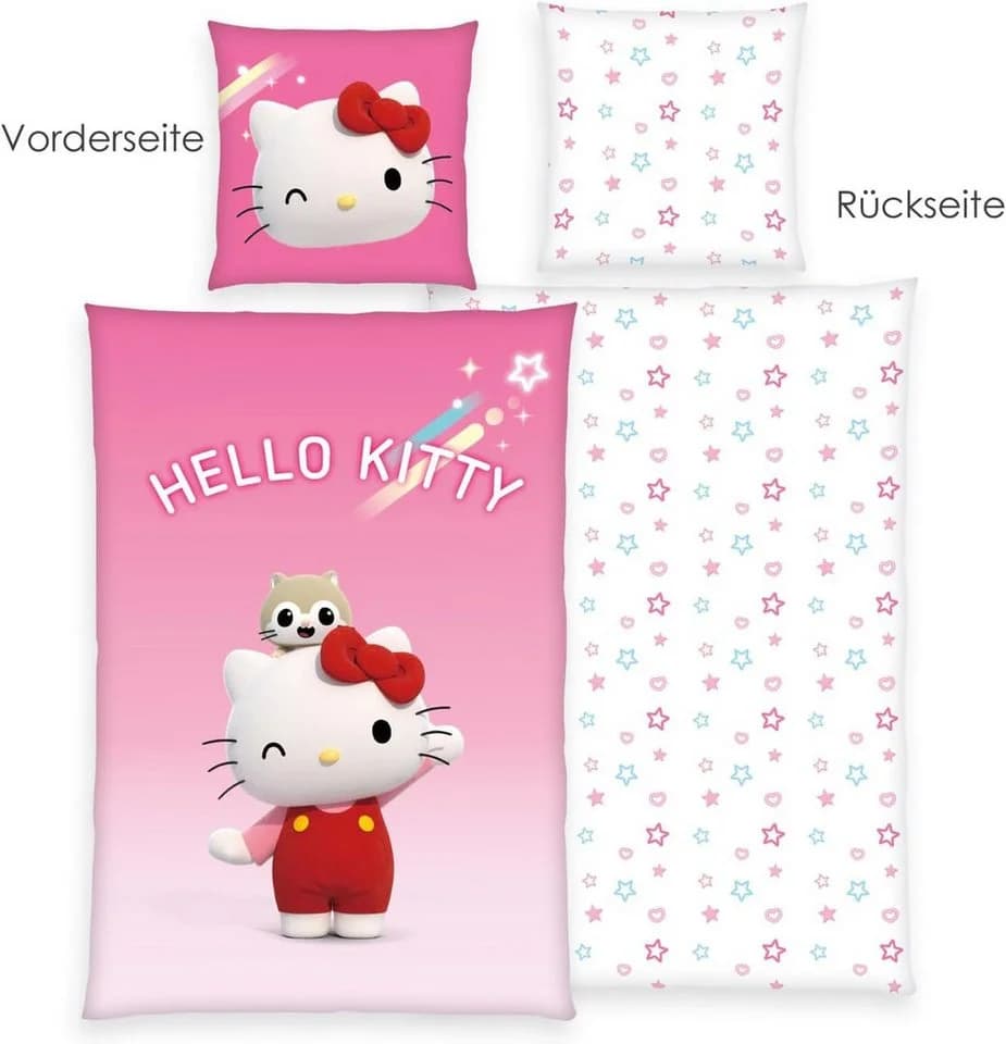 Herding Wendebettwäsche Hello Kitty Rosa 100% Baumwolle