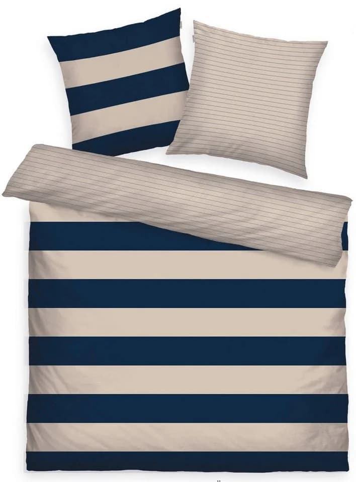 TOM TAILOR HOME Bettwäsche BOLD STRIPES Renforcé 3-tlg. Navy/Sand - Bild 2
