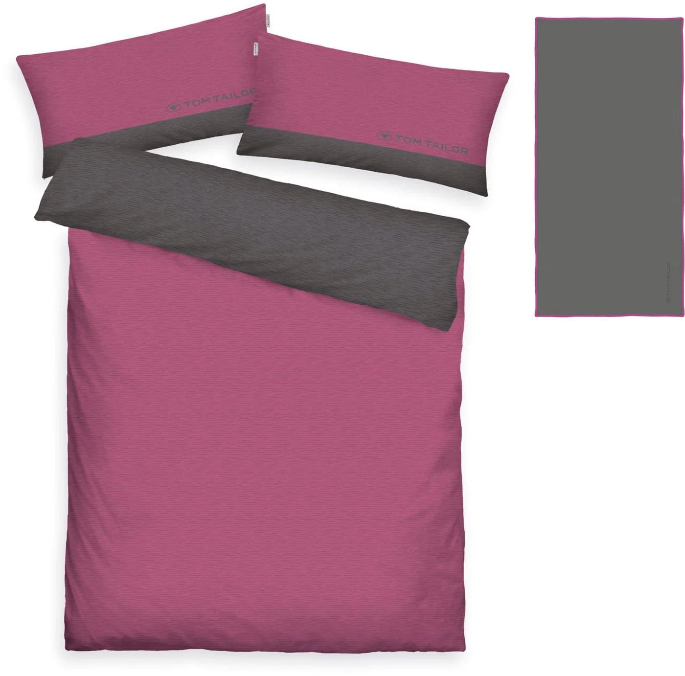 TOM TAILOR HOME Bettwäsche Henry Wendebettwäsche Grau Violett 3-teilig