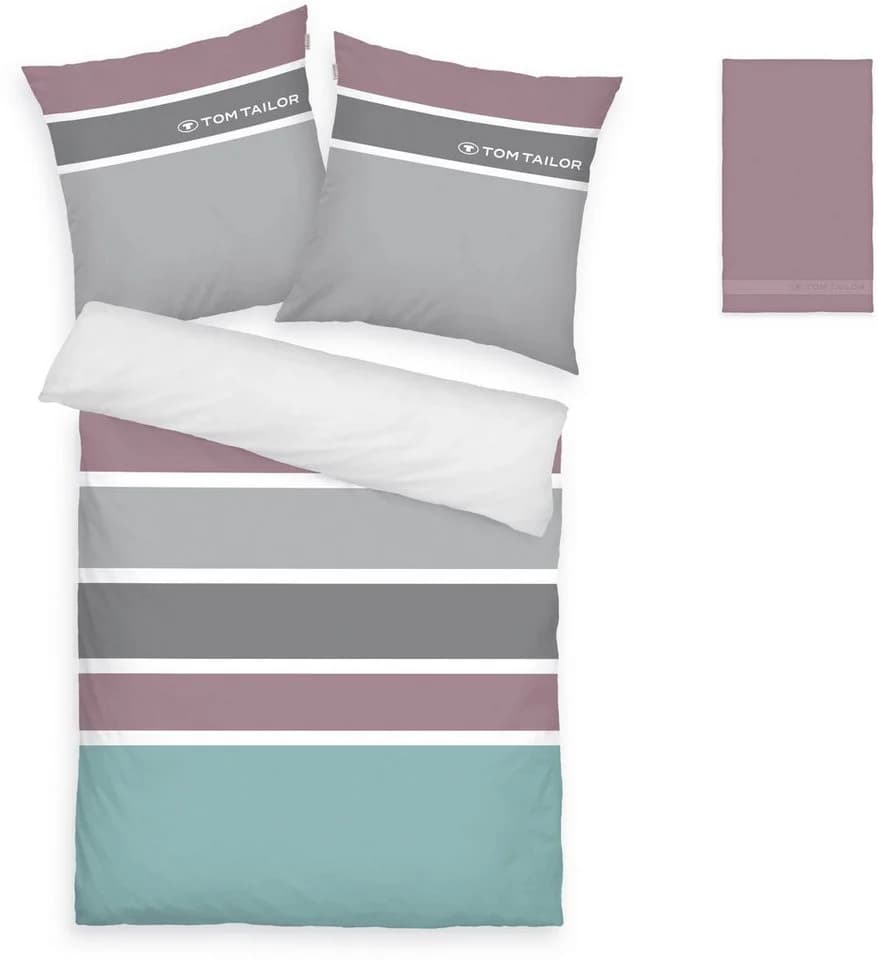TOM TAILOR HOME Bettwäsche Felix 3-tlg. Mauve Streifen Renforcé