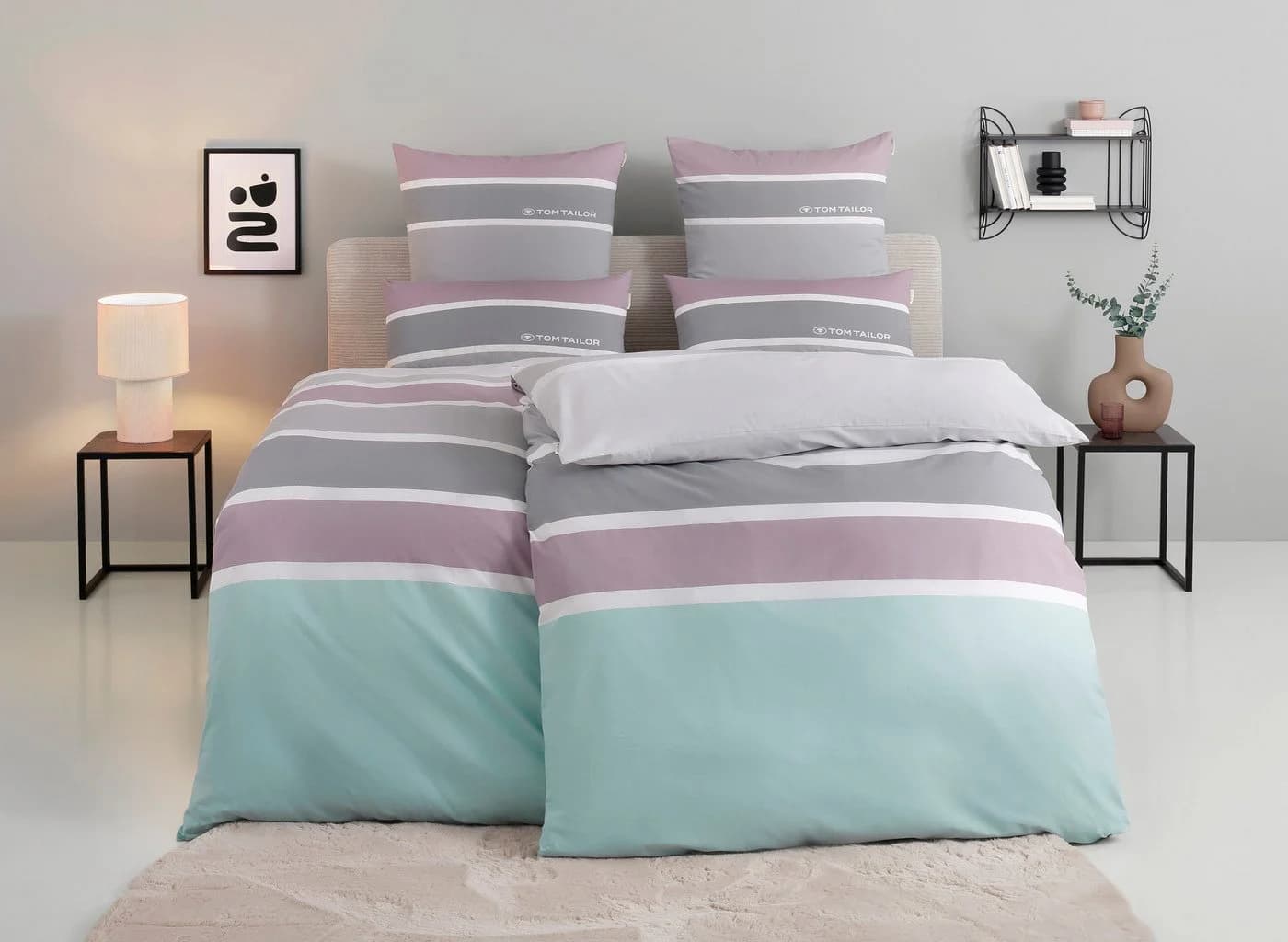 TOM TAILOR HOME Bettwäsche Felix 3-tlg. Mauve Streifen Renforcé - Bild 2