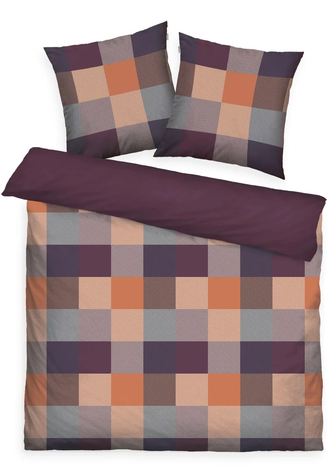 TOM TAILOR HOME Wendebettwäsche BOLD MOSAIC Plum Warm Coral Flanell 3-tlg.