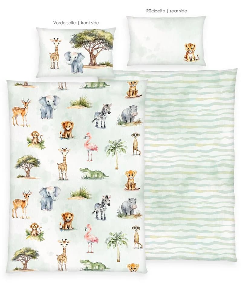 Baby Best Babybettwäsche Safari Flanell 2-teilig Bunt