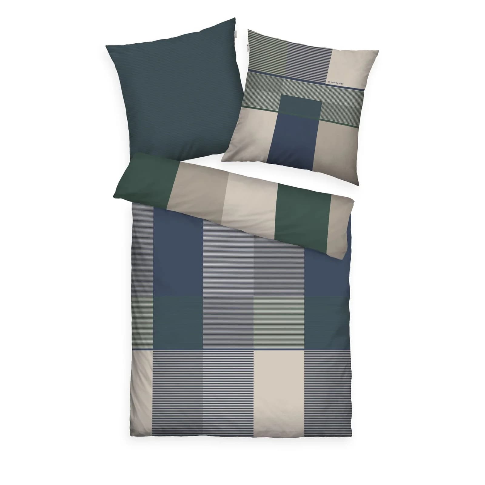 TOM TAILOR Bettwäsche Satin 100% Baumwolle Blau Navy