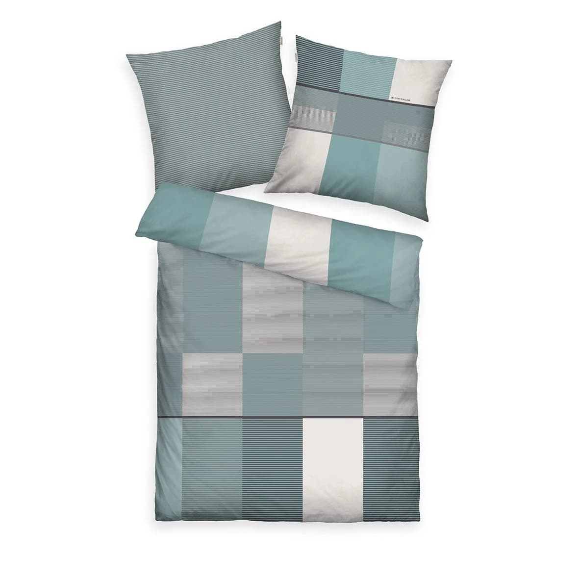 Bettwäsche TOM TAILOR Satin 100% Baumwolle Blau Türkis Grün