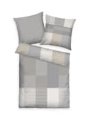TOM TAILOR Satin-Wende-Bettwäsche KARO Grau Beige Weiß 135x200cm Baumwolle Bild 1