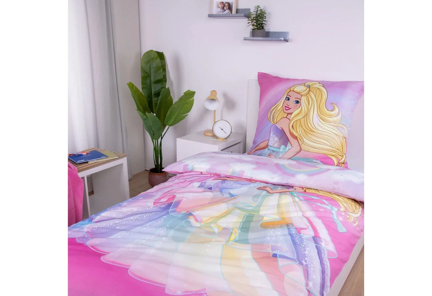 Barbie Bettwäsche Rainbow Renforcé 2-teilig Wendebettwäsche