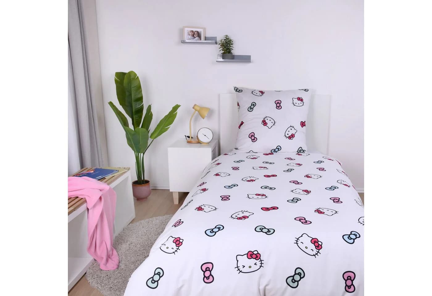 Hello Kitty Kinderbettwäsche 2-teilig Baumwolle Renforcé Rosa/Weiß