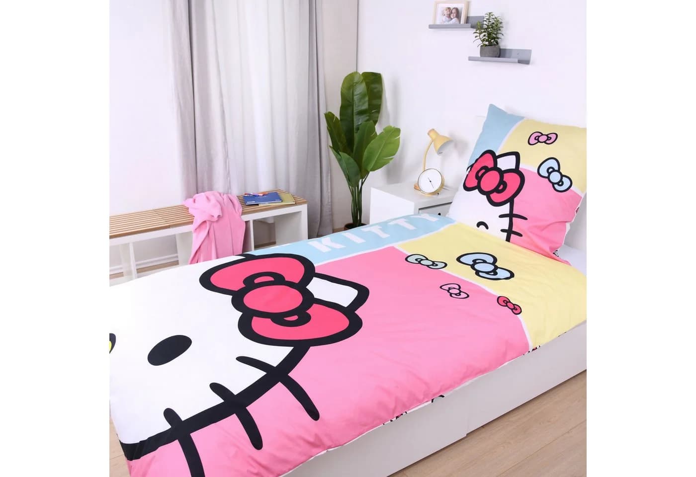 Hello Kitty Kinderbettwäsche 2-teilig Baumwolle Renforcé Rosa/Weiß - Bild 5