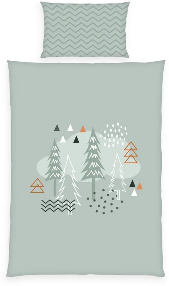 Wendebettwäsche aus Baumwolle, nordisches Waldmotiv, 100x135 cm - Bild 3