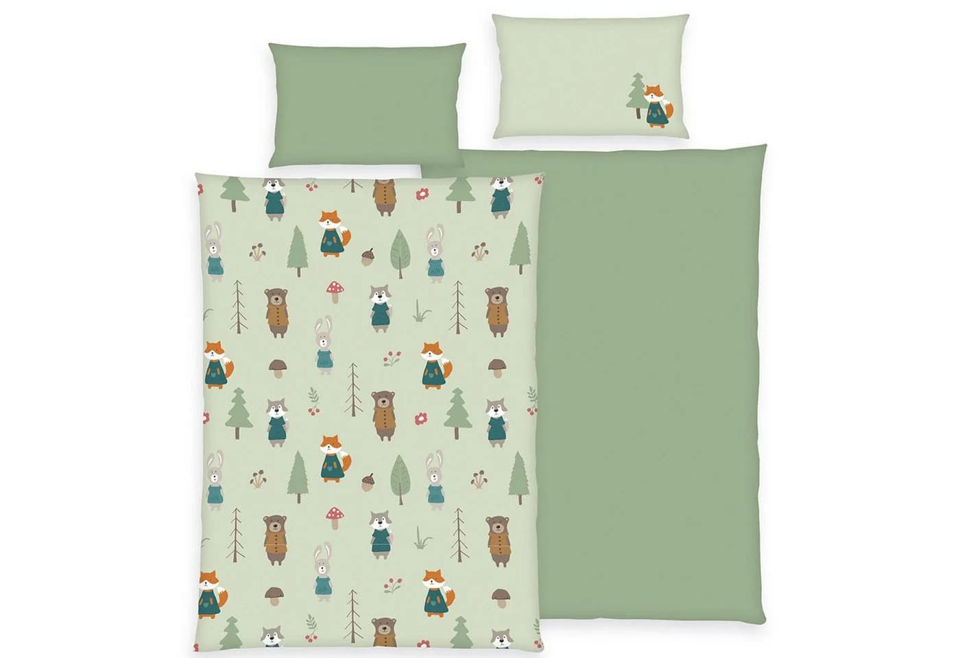 Wendebettwäsche Waldtiere Baumwolle Flanell 100x135x40 cm - Bild 2