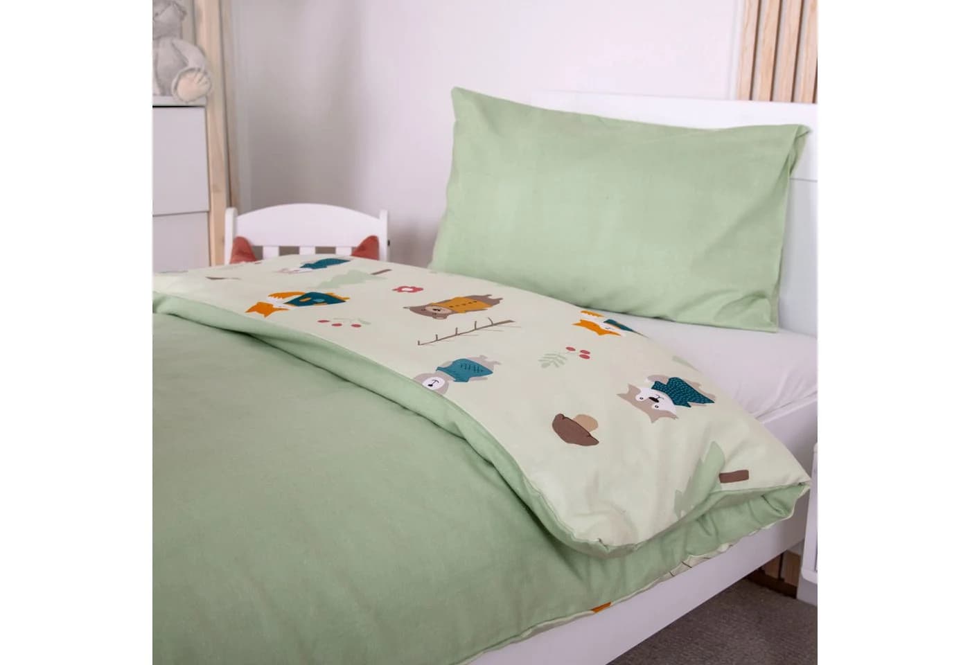 Wendebettwäsche Waldtiere Baumwolle Flanell 100x135x40 cm - Bild 5
