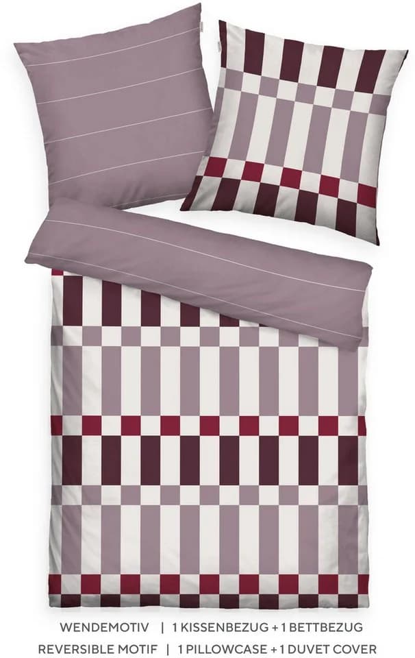 TOM TAILOR Bettwäsche Bold Check Mauve/Pflaume/Weiß 100% Baumwolle - Bild 3