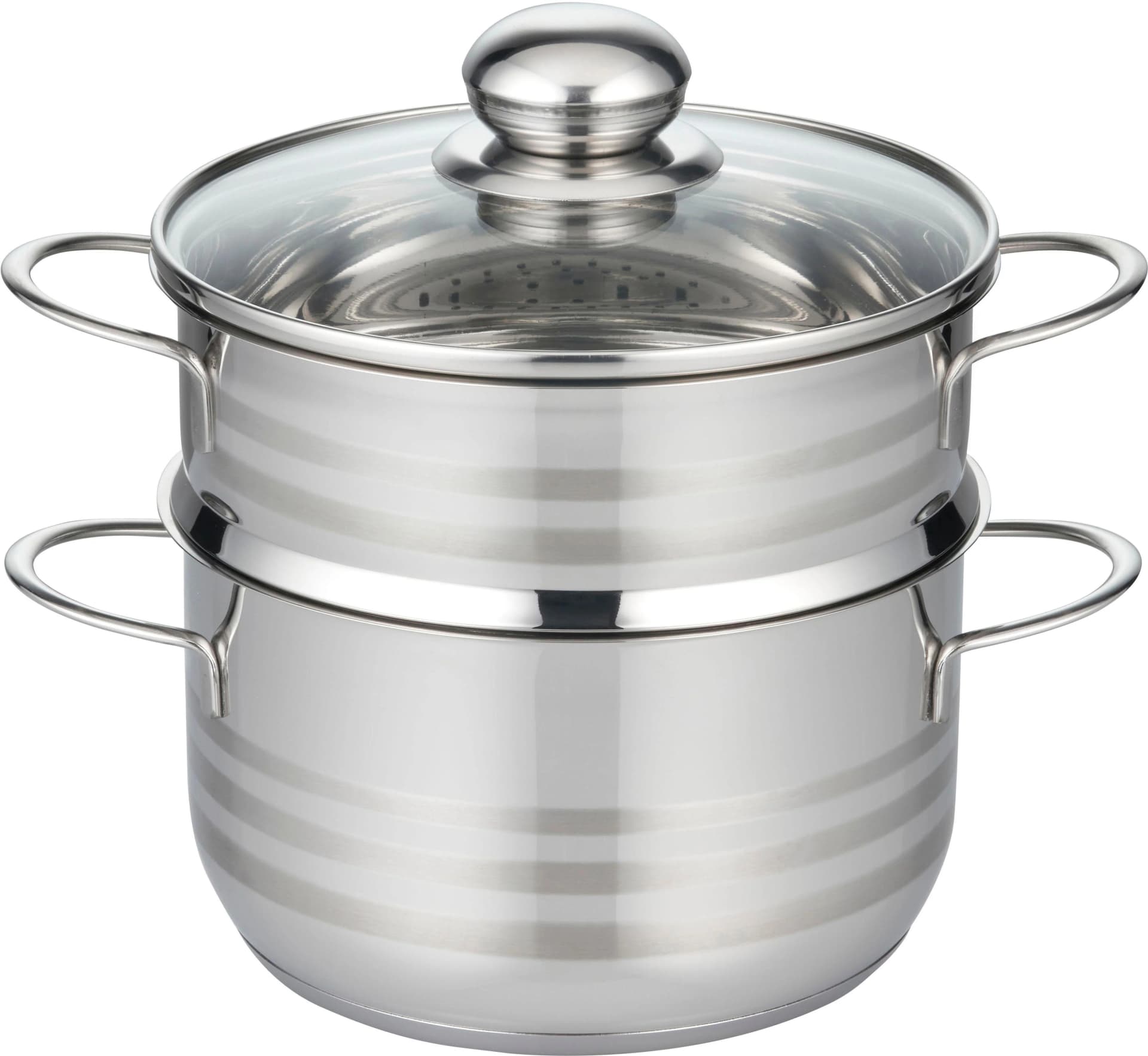 Dampfgartopf ELO BASIC Brillant Silber 24cm Edelstahl Glasdeckel