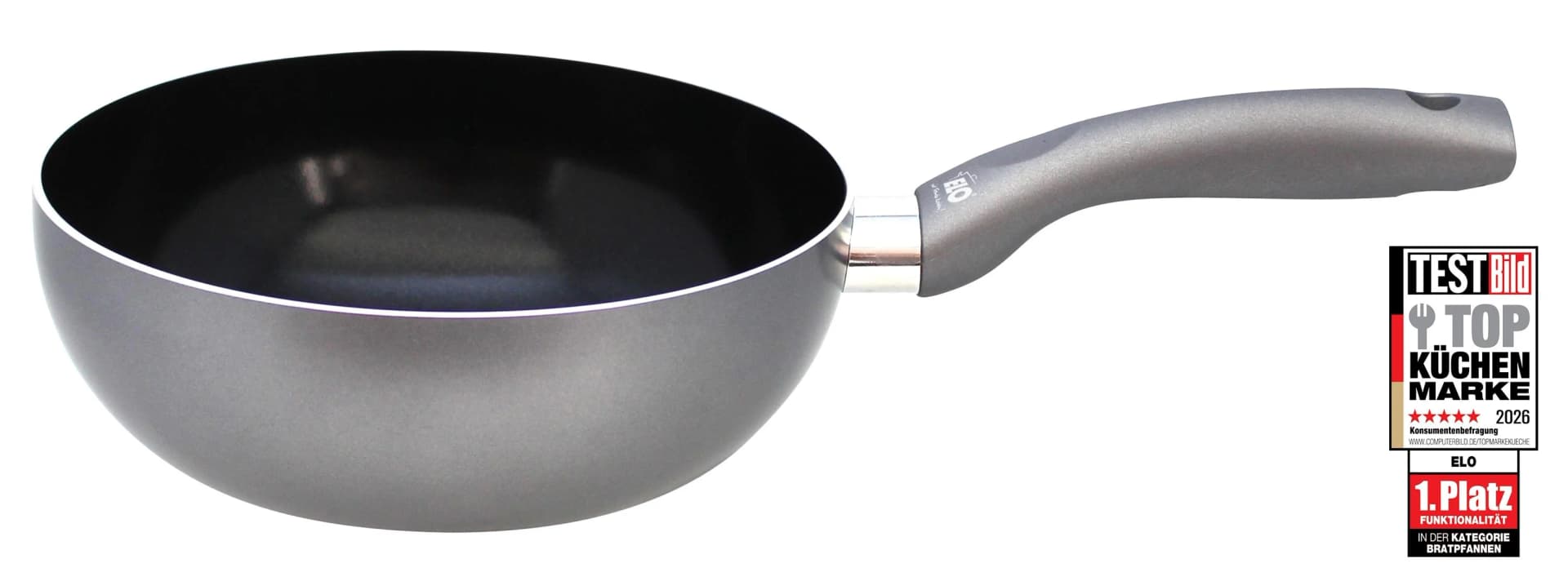 ELO Wok-/Pastapfanne 20cm Ducato Silber Antihaftbeschichtung Induktion