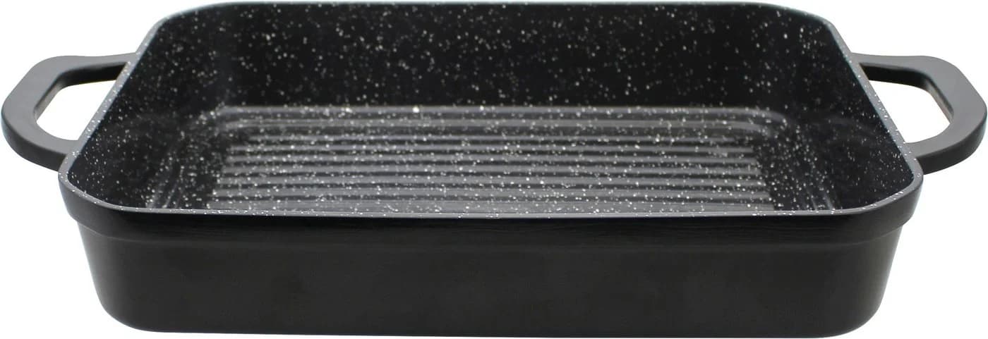 Elo Basic Auflaufform Belugo Rechteckbräter Aluguss mit BBQ-Rillen Schwarz - Bild 2