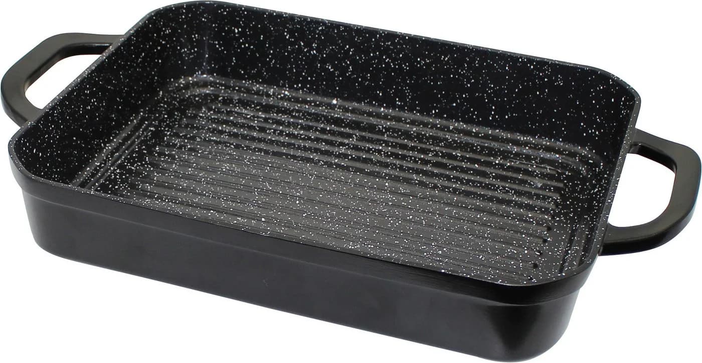 Elo Basic Auflaufform Belugo Rechteckbräter Aluguss mit BBQ-Rillen Schwarz - Bild 3