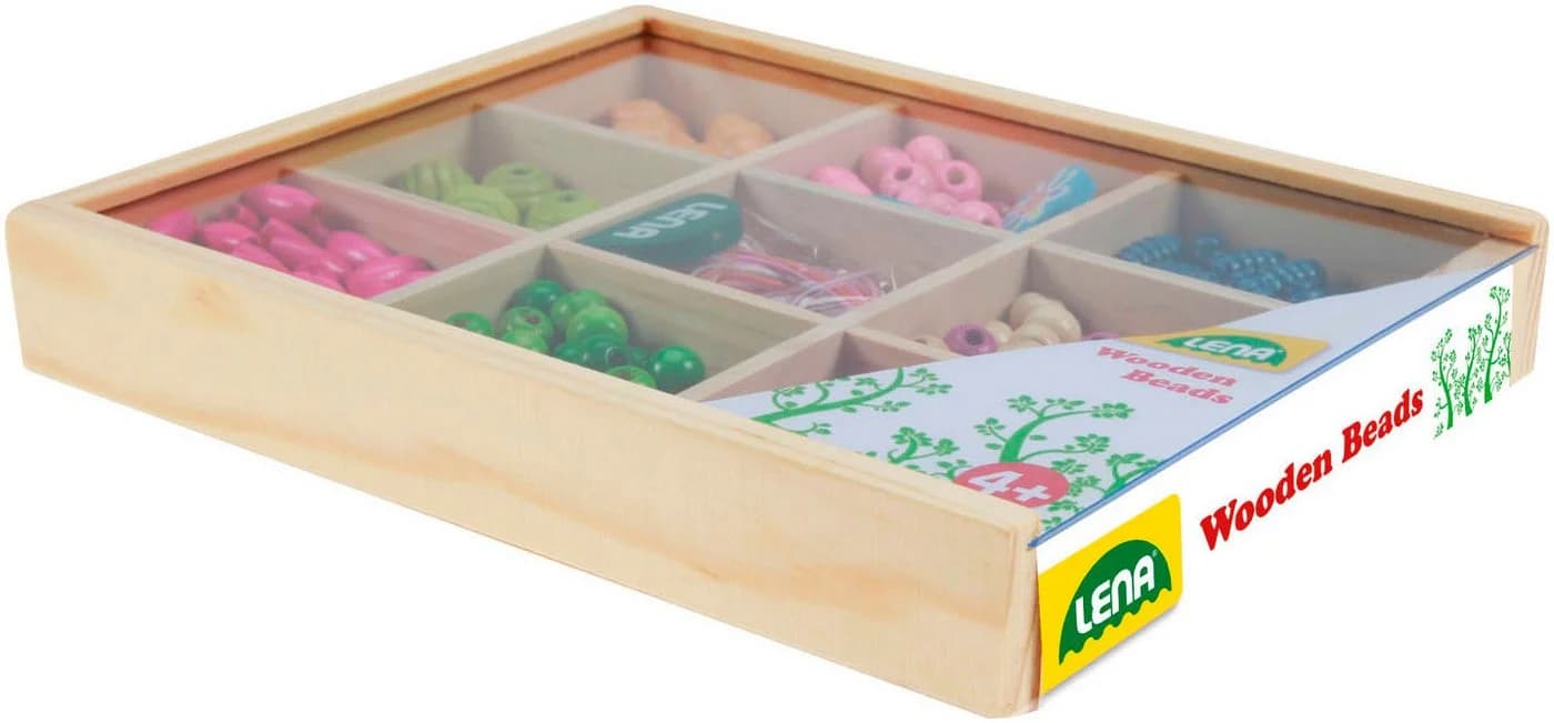 Kreativset LENA Holzperlen Holzkassette Bunt mit 290 Perlen