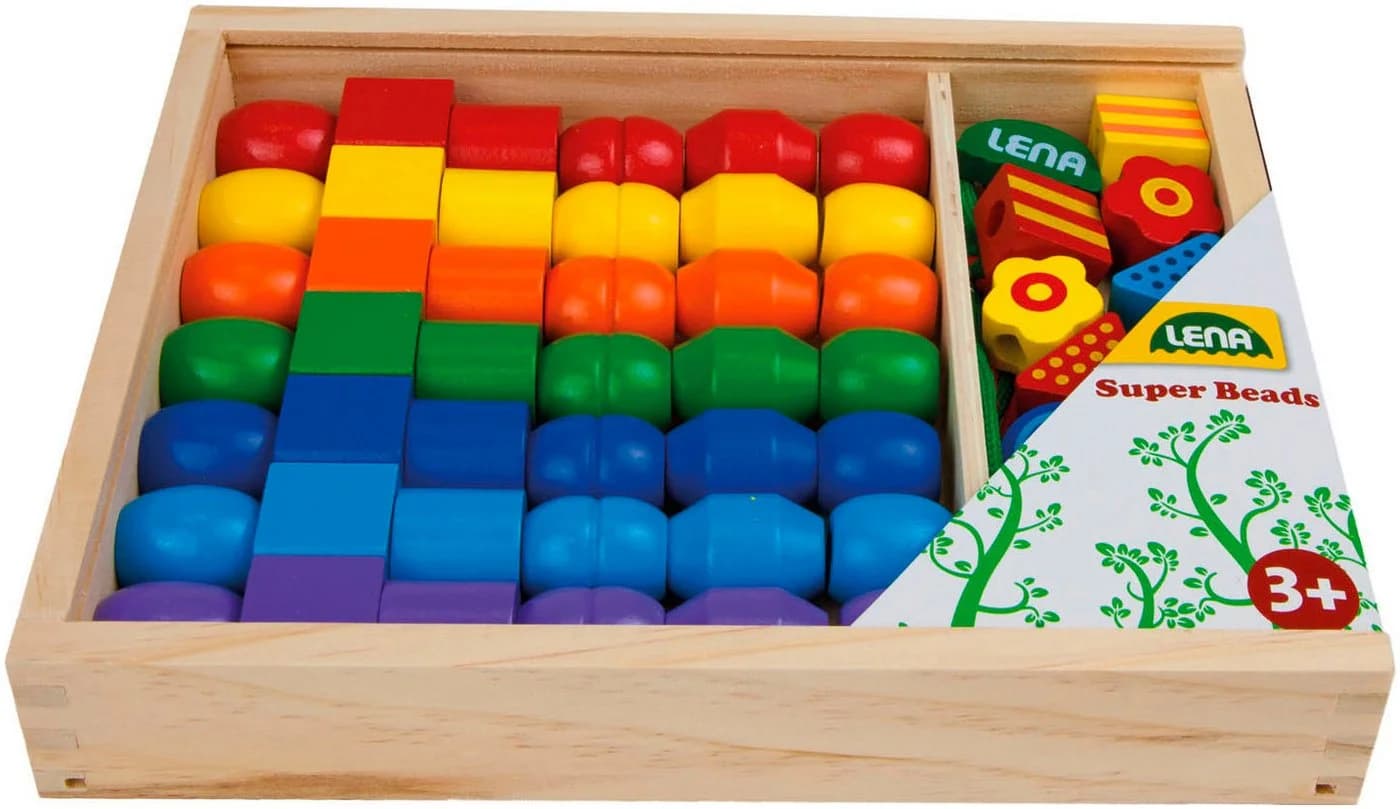 Kreativset LENA Super Beads Holzfädelperlen Bunt - Bild 2