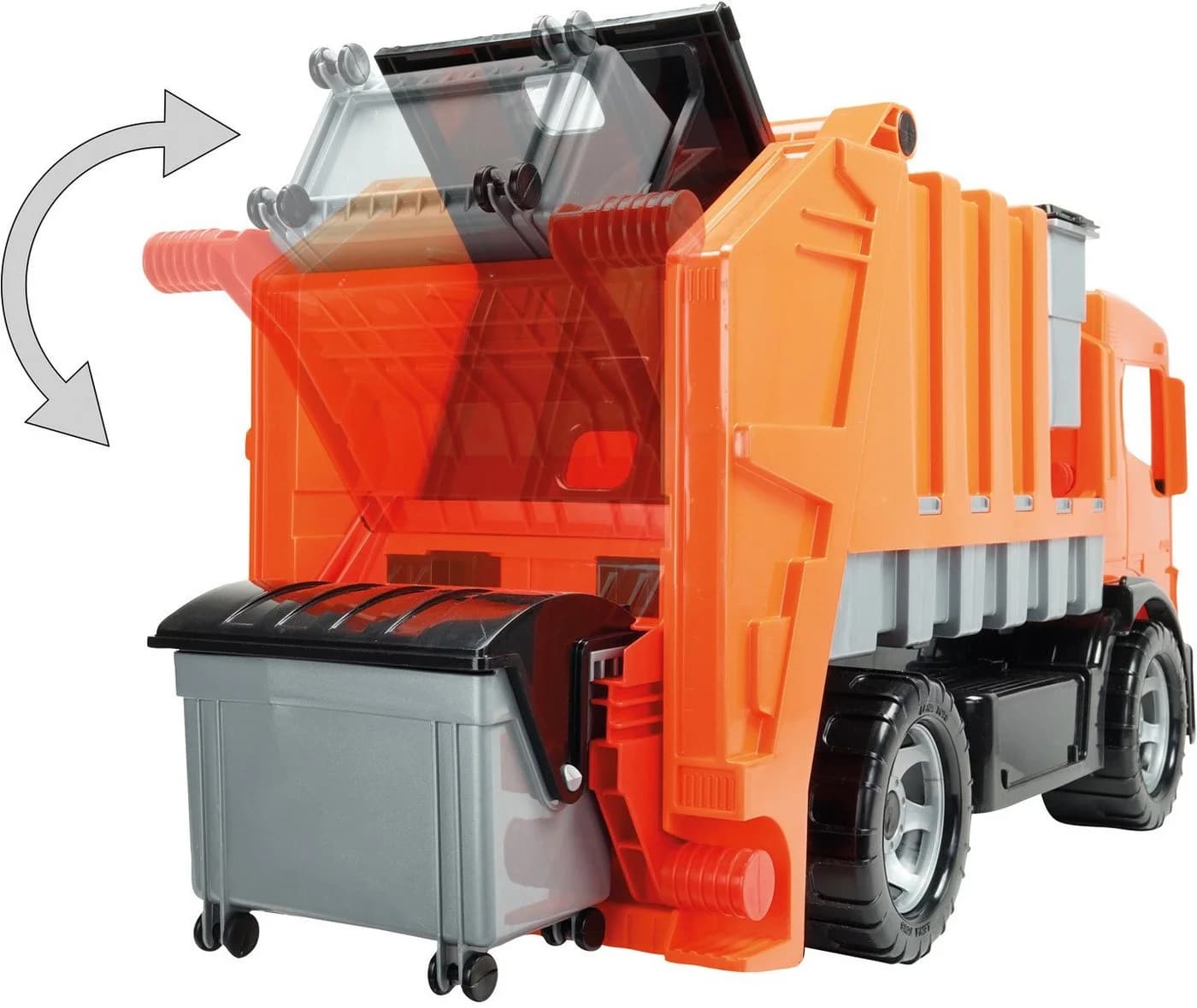 LENA GIGA TRUCKS Müllwagen Orange Grau Schwarz Spielzeugfahrzeug - Bild 2