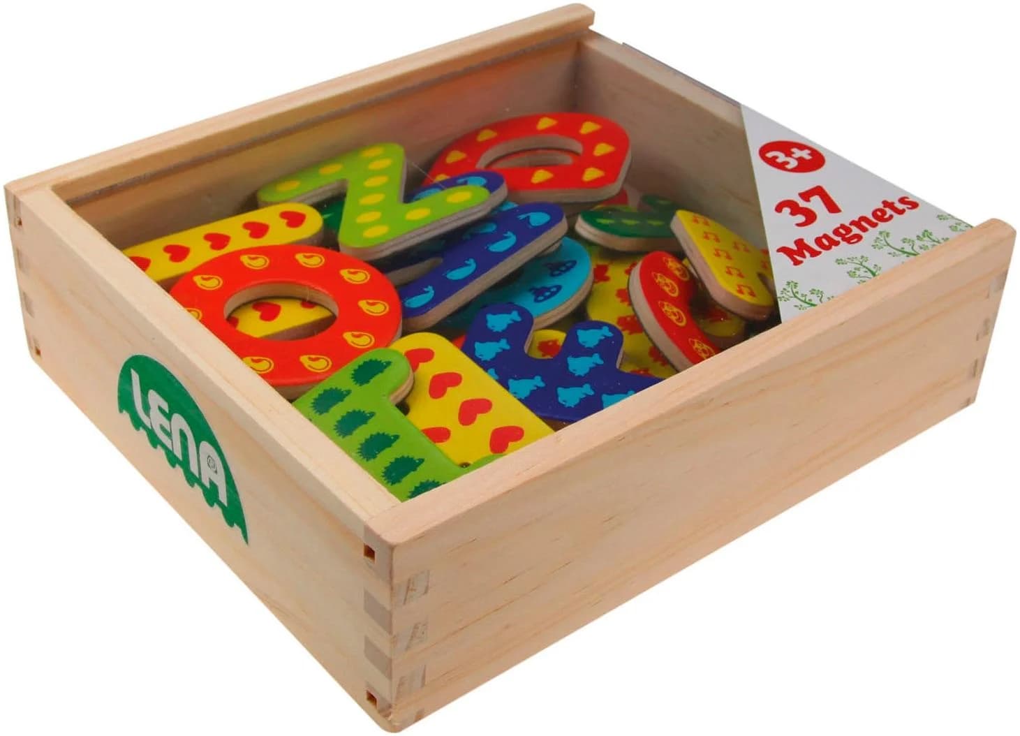 Magnet LENA Buchstaben bunt - 37 Holz-Magnete mit Anlautbildern
