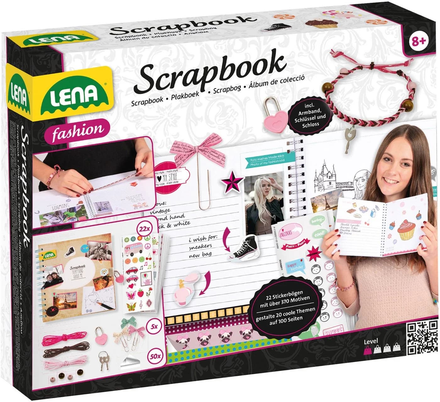LENA Kreativset Scrapbook groß Bunt mit 20 Themen und Stickerbögen